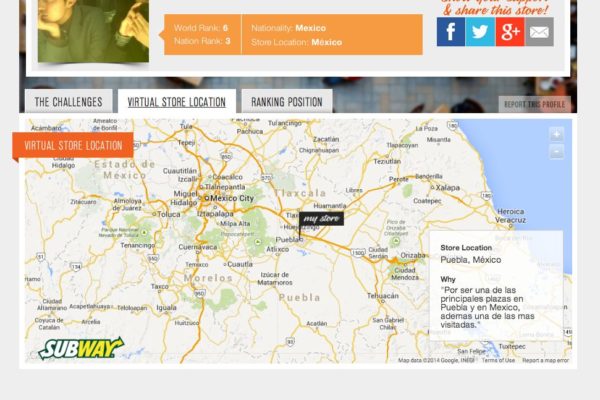 SUBWAY® Global Challenge - Player Store Location Page